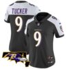 Women’s Ravens Maryland Patch Vapor Limited Jersey – All Stitched – Black Alternate – Justin Tucker