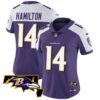 Women’s Ravens Maryland Patch Vapor Limited Jersey – All Stitched – Purple Alternate – Kyle Hamilton
