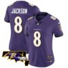Women’s Ravens Maryland Patch Vapor Limited Jersey – All Stitched – Purple – Lamar Jackson