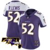 Women’s Ravens Maryland Patch Vapor Limited Jersey – All Stitched – Purple Alternate – Ray Lewis