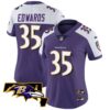 Women’s Ravens Maryland Patch Vapor Limited Jersey – All Stitched – Purple Alternate – Gus Edwards