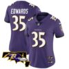 Women’s Ravens Maryland Patch Vapor Limited Jersey – All Stitched – Purple – Gus Edwards