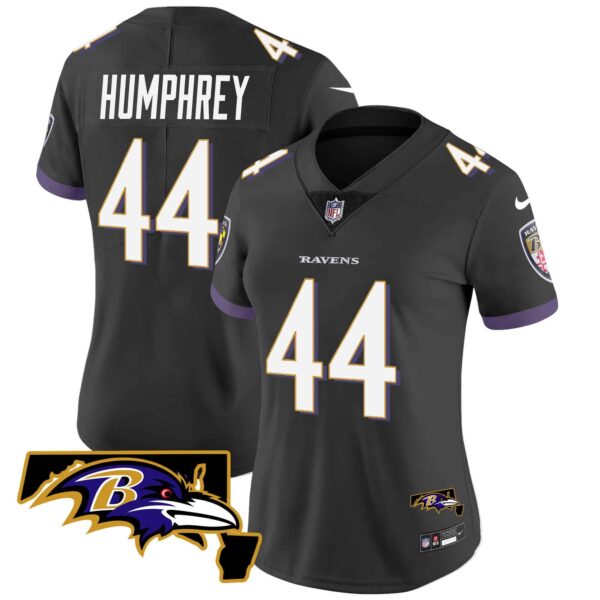 Women’s Ravens Maryland Patch Vapor Limited Jersey – All Stitched – Black – Marlon Humphrey