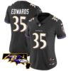 Women’s Ravens Maryland Patch Vapor Limited Jersey – All Stitched – Black – Gus Edwards