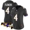 Women’s Ravens Maryland Patch Vapor Limited Jersey – All Stitched – Black – Zay Flowers