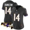 Women’s Ravens Maryland Patch Vapor Limited Jersey – All Stitched – Black – Kyle Hamilton