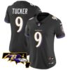 Women’s Ravens Maryland Patch Vapor Limited Jersey – All Stitched – Black – Justin Tucker