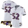 Women’s Ravens Maryland Patch Vapor Limited Jersey – All Stitched – White – Ray Lewis