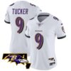 Women’s Ravens Maryland Patch Vapor Limited Jersey – All Stitched – White – Justin Tucker