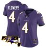 Women’s Ravens Maryland Patch Vapor Limited Jersey – All Stitched – Purple – Zay Flowers