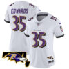 Women’s Ravens Maryland Patch Vapor Limited Jersey – All Stitched – White – Gus Edwards