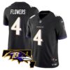 Men’s Ravens Maryland Patch Vapor Limited Jersey – All Stitched – Black – Zay Flowers