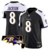 Men’s Ravens Maryland Patch Vapor Limited Jersey – All Stitched – Black Alternate – Lamar Jackson