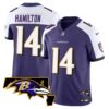 Men’s Ravens Maryland Patch Vapor Limited Jersey – All Stitched – Purple Alternate – Kyle Hamilton