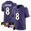Men’s Ravens Maryland Patch Vapor Limited Jersey – All Stitched – Purple – Lamar Jackson