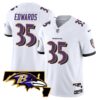 Men’s Ravens Maryland Patch Vapor Limited Jersey – All Stitched – White – Gus Edwards