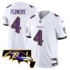 Men’s Ravens Maryland Patch Vapor Limited Jersey – All Stitched – White – Zay Flowers