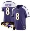 Men’s Ravens Maryland Patch Vapor Limited Jersey – All Stitched – Purple Alternate – Lamar Jackson