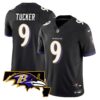 Men’s Ravens Maryland Patch Vapor Limited Jersey – All Stitched – Black – Justin Tucker