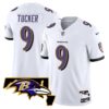 Men’s Ravens Maryland Patch Vapor Limited Jersey – All Stitched – White – Justin Tucker