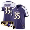 Men’s Ravens Maryland Patch Vapor Limited Jersey – All Stitched – Purple Alternate – Gus Edwards