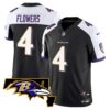 Men’s Ravens Maryland Patch Vapor Limited Jersey – All Stitched – Black Alternate – Zay Flowers