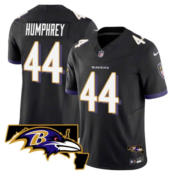 Men’s Ravens Maryland Patch Vapor Limited Jersey – All Stitched – Black – Marlon Humphrey