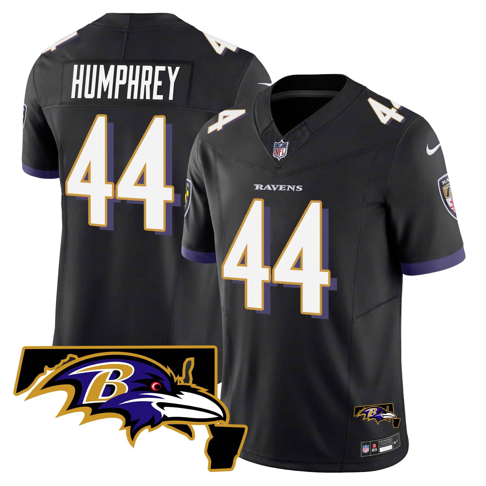 Men’s Ravens Maryland Patch Vapor Limited Jersey – All Stitched – Black – Marlon Humphrey