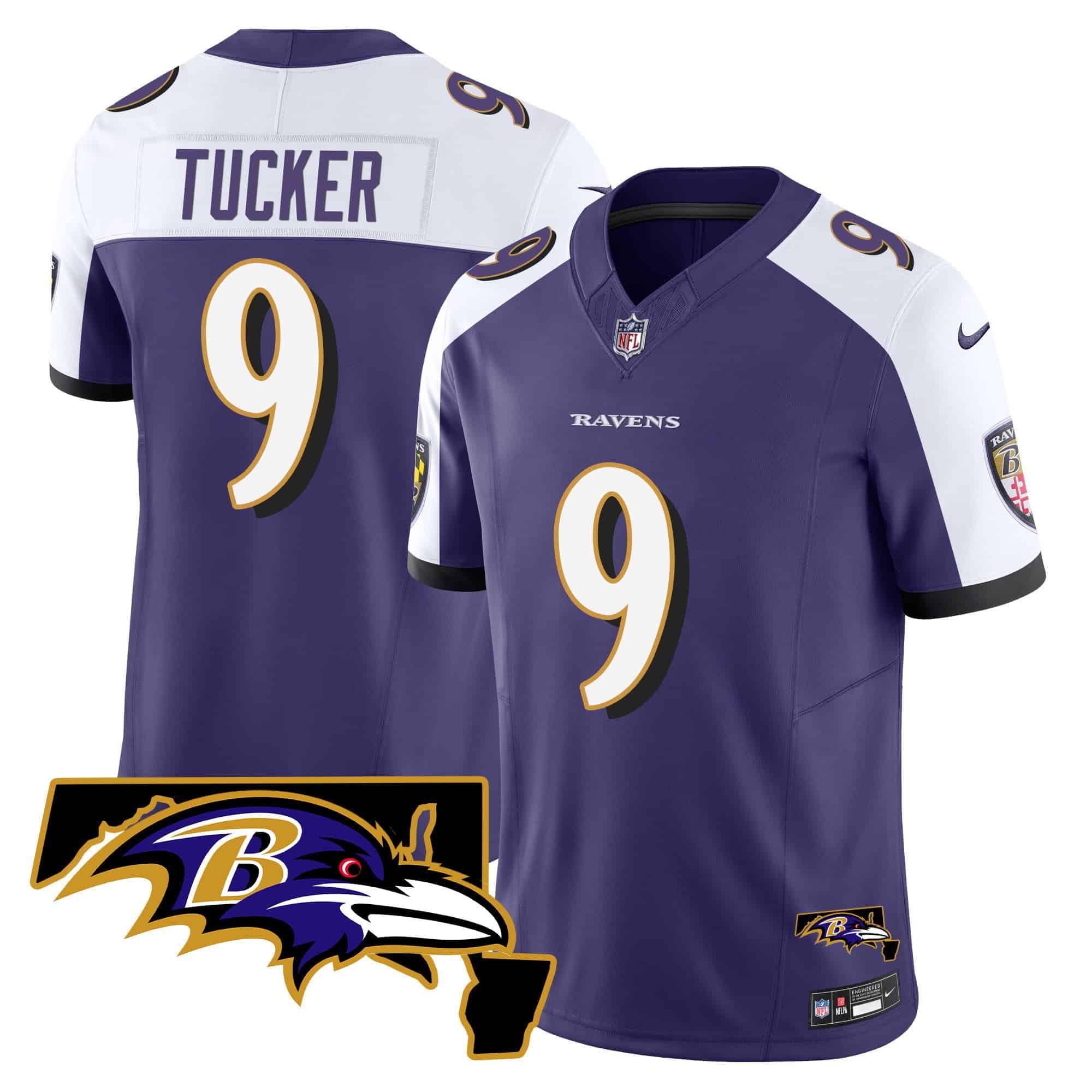 Men’s Ravens Maryland Patch Vapor Limited Jersey – All Stitched – Purple Alternate – Justin Tucker