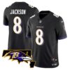 Men’s Ravens Maryland Patch Vapor Limited Jersey – All Stitched – Black – Lamar Jackson