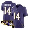 Men’s Ravens Maryland Patch Vapor Limited Jersey – All Stitched – Purple – Kyle Hamilton