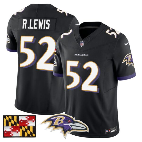 Baltimore Ravens 2024 Maryland Flag Vapor Limited Jersey – All Stitched – Black – Ray Lewis Jersey