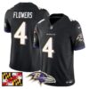 Baltimore Ravens 2024 Maryland Flag Vapor Limited Jersey – All Stitched – Black – Zay Flowers Jersey
