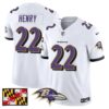 Baltimore Ravens 2024 Maryland Flag Vapor Limited Jersey – All Stitched – White – Derrick Henry Jersey