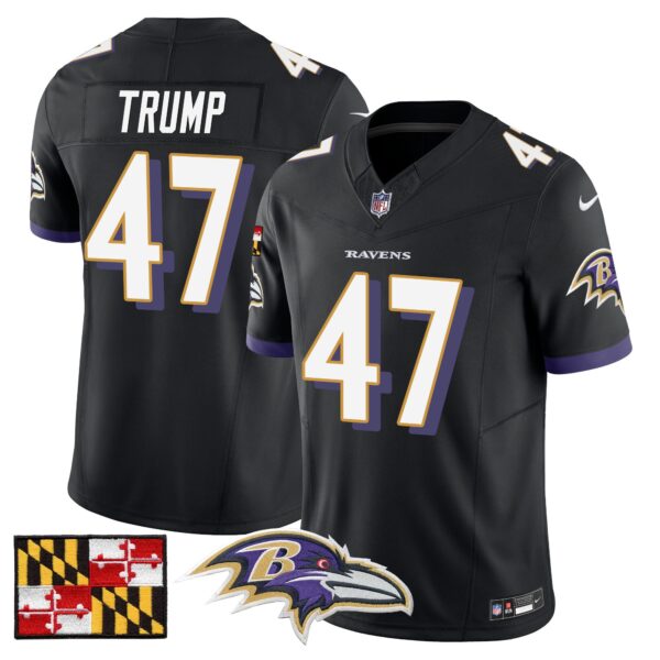 Baltimore Ravens 2024 Maryland Flag Vapor Limited Jersey – All Stitched – Black – Donald Trump Jersey