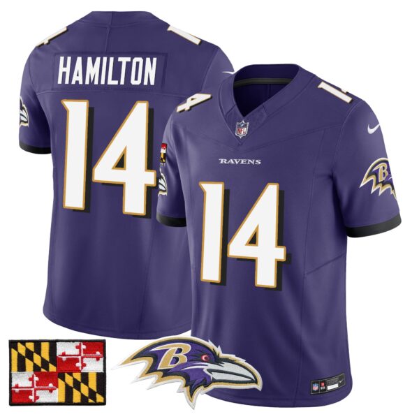 Baltimore Ravens 2024 Maryland Flag Vapor Limited Jersey – All Stitched – Purple – Kyle Hamilton Jersey