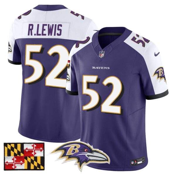 Baltimore Ravens 2024 Maryland Flag Vapor Limited Jersey – All Stitched – Purple Alternate – Ray Lewis Jersey