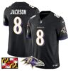 Baltimore Ravens 2024 Maryland Flag Vapor Limited Jersey – All Stitched – Black – Lamar Jackson Jersey