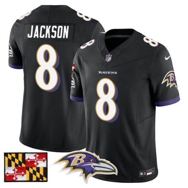 Baltimore Ravens 2024 Maryland Flag Vapor Limited Jersey – All Stitched – Black – Lamar Jackson Jersey