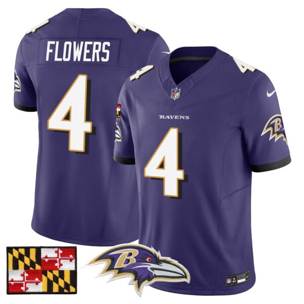 Baltimore Ravens 2024 Maryland Flag Vapor Limited Jersey – All Stitched – Purple – Zay Flowers Jersey