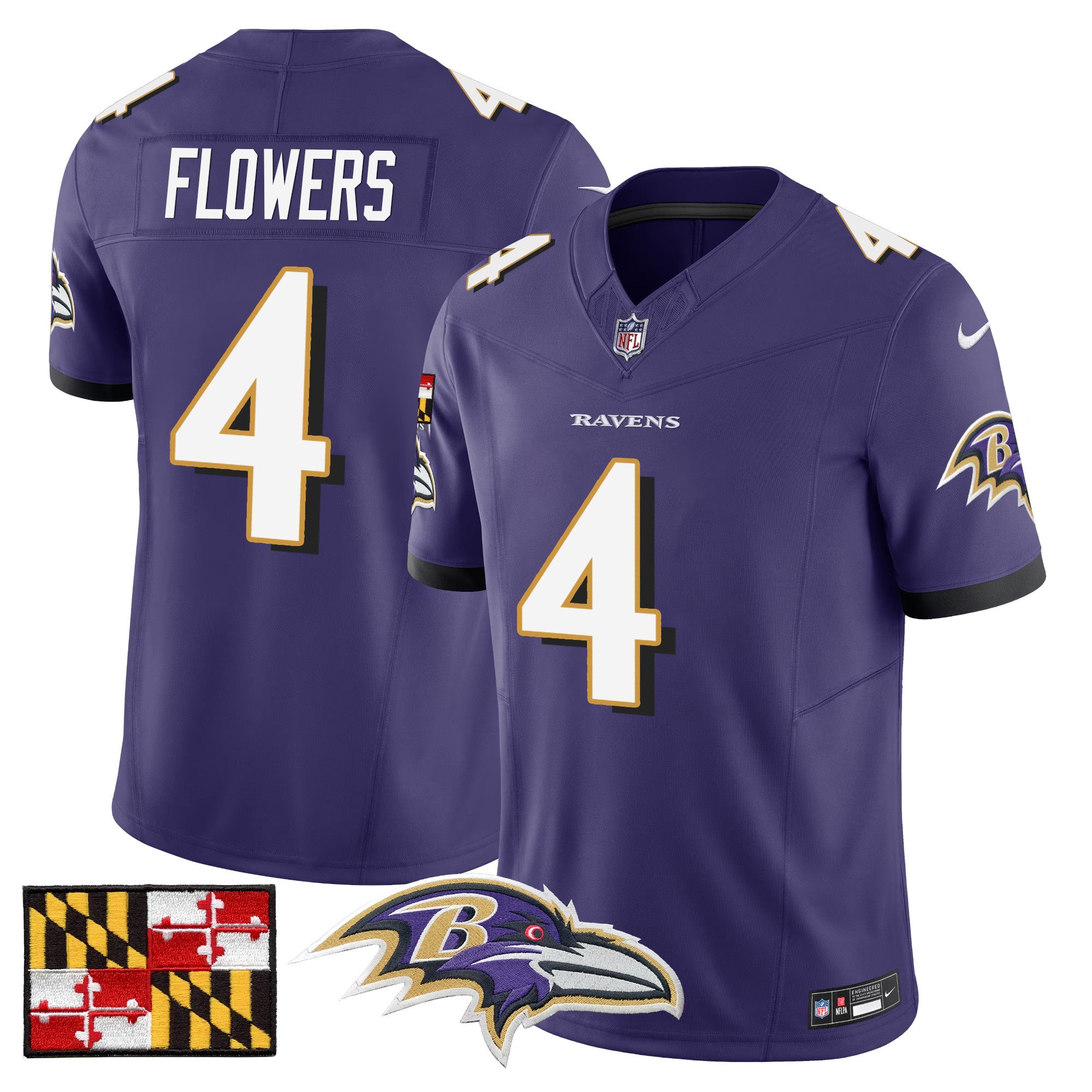 Baltimore Ravens 2024 Maryland Flag Vapor Limited Jersey – All Stitched – Purple – Zay Flowers Jersey