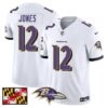 Baltimore Ravens 2024 Maryland Flag Vapor Limited Jersey – All Stitched – White – Jacoby Jones Jersey