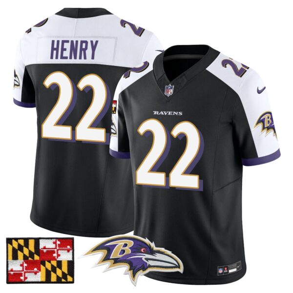 Baltimore Ravens 2024 Maryland Flag Vapor Limited Jersey – All Stitched – Black Alternate – Derrick Henry Jersey