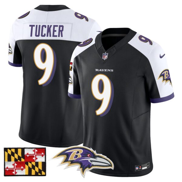 Baltimore Ravens 2024 Maryland Flag Vapor Limited Jersey – All Stitched – Black Alternate – Justin Tucker Jersey