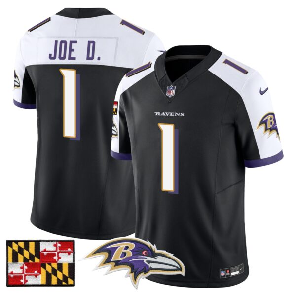 Baltimore Ravens 2024 Maryland Flag Vapor Limited Jersey – All Stitched – Black Alternate – Joe D Jersey