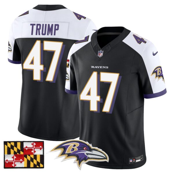 Baltimore Ravens 2024 Maryland Flag Vapor Limited Jersey – All Stitched – Black Alternate – Donald Trump Jersey