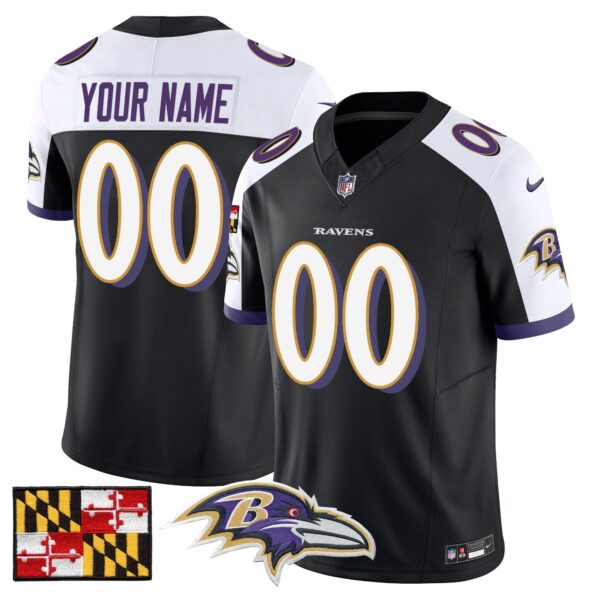 Baltimore Ravens 2024 Maryland Flag Vapor Limited Custom Jersey – All Stitched – Black Alternate Jersey