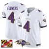 Baltimore Ravens 2024 Maryland Flag Vapor Limited Jersey – All Stitched – White – Zay Flowers Jersey