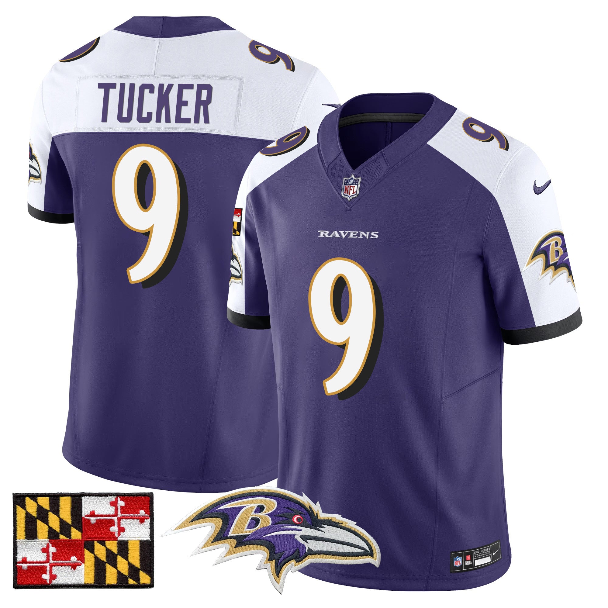 Baltimore Ravens 2024 Maryland Flag Vapor Limited Jersey – All Stitched – Purple Alternate – Justin Tucker Jersey