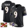 Baltimore Ravens 2024 Maryland Flag Vapor Limited Jersey – All Stitched – Black – Justin Tucker Jersey